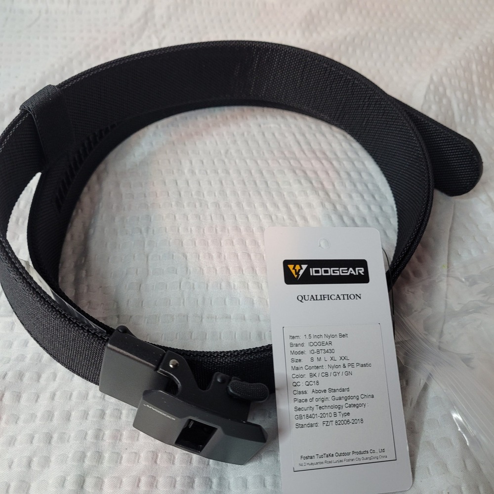 IDOGEAR 1.5 Inch Nylon Belt Black Tactical Quick Release Buckle IG-BT3430 Size S